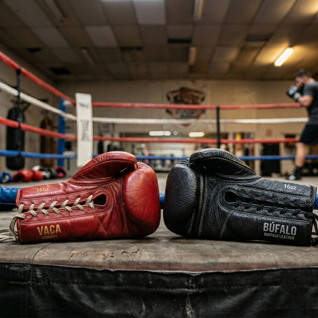 Guantes de boxeo de cuero de vaca vs búfalo